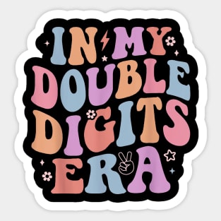 In My Double Digits Era Retro Groovy 10th Birthday Sticker